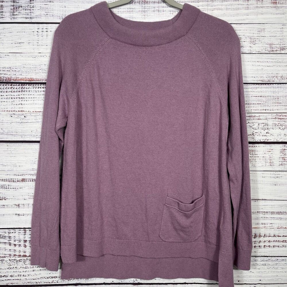 Boden One Pocket Sweater Women’s Size 12 Purple Long Sleeve Wool Cashmere Knit